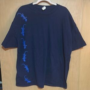 Hanes Deep Navy Blue Short Sleeve Tee with Abstract Design